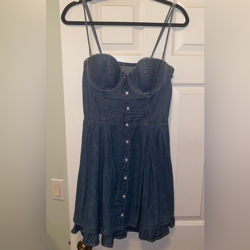 PINK denim short dress size M
